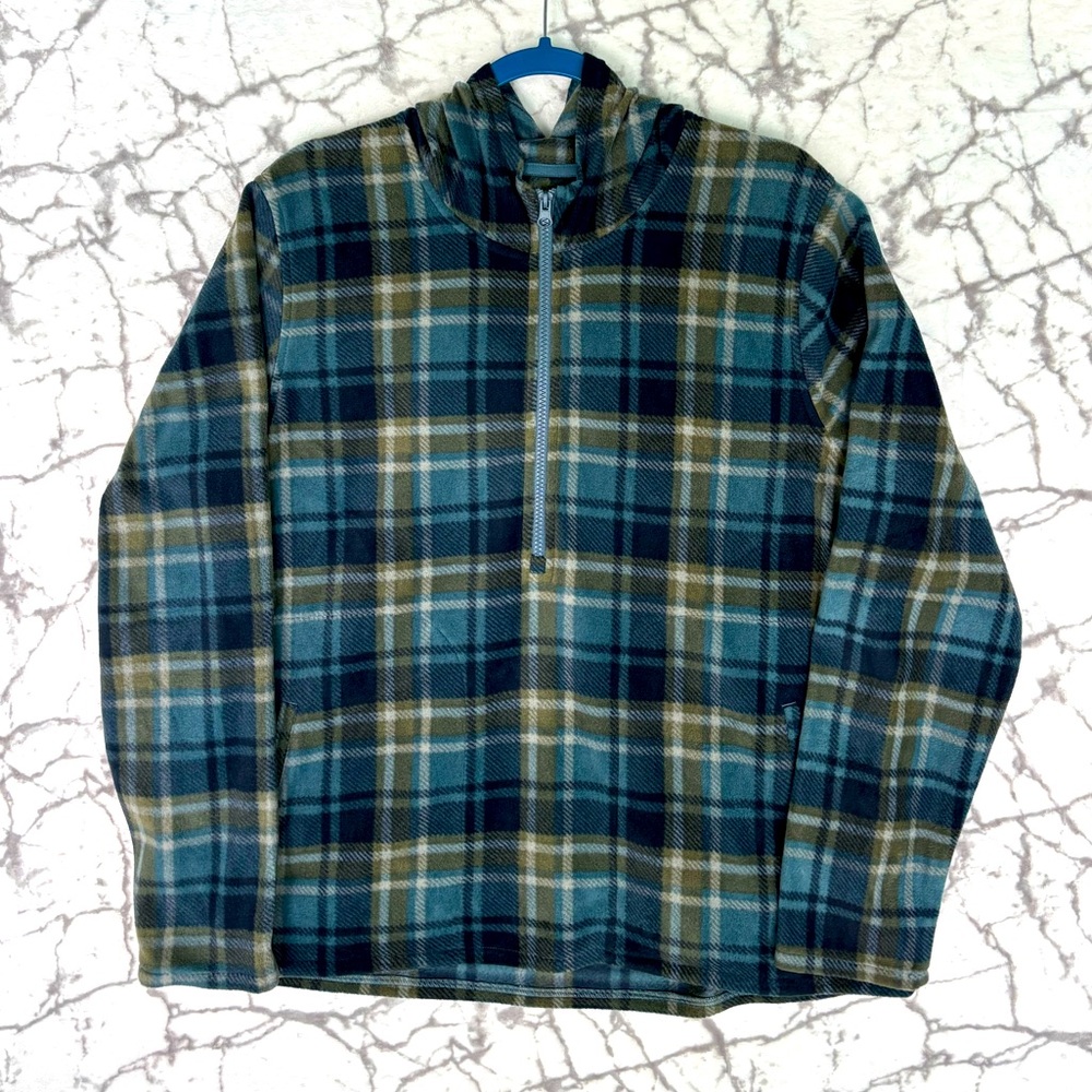 O'Neill Teal and Beige Plaid Hoodie